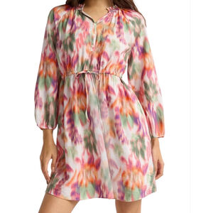 NWT Women's Time and Tru Mini Dress XS 0-2 Orange Green Tie-Dye